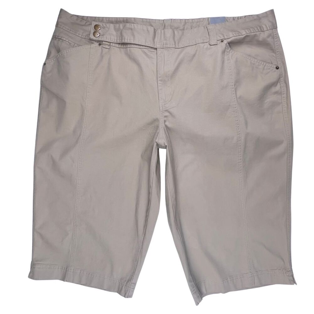 Lane Bryant Venezia Capris 28 Khaki Soft Twill Comfort Fit Weekend Ready Pants - Picture 6 of 10